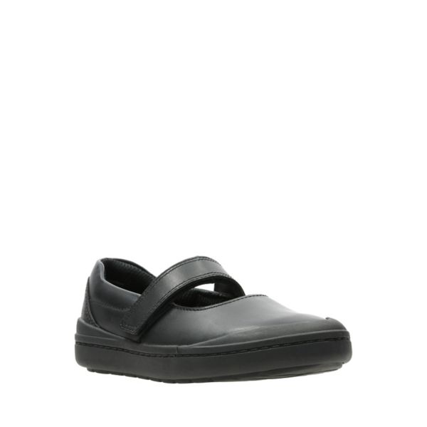 Clarks Girls Rock Spark Kid School Shoes Black | CA-7064913